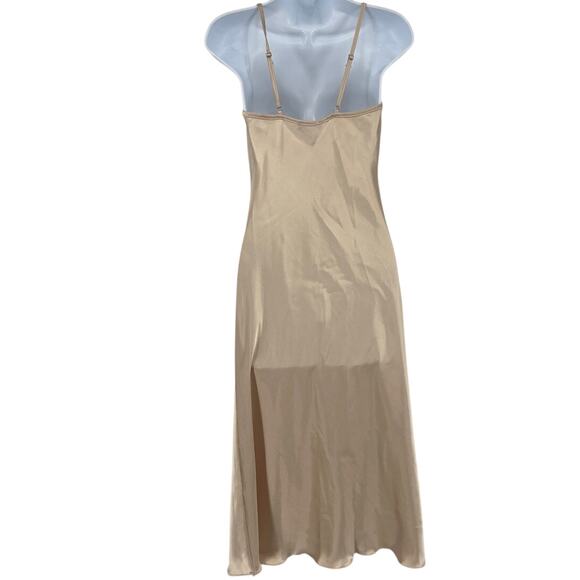 Y2K Bebe Cowl Neck Slip Dress Sz XS Champagne Satin USA Glam 90s Coquette Party - Picture 4 of 10